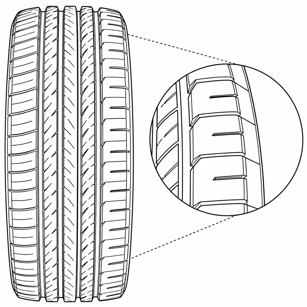 Schéma illustratif : Épaules semi-continues percées d’encoches courtes