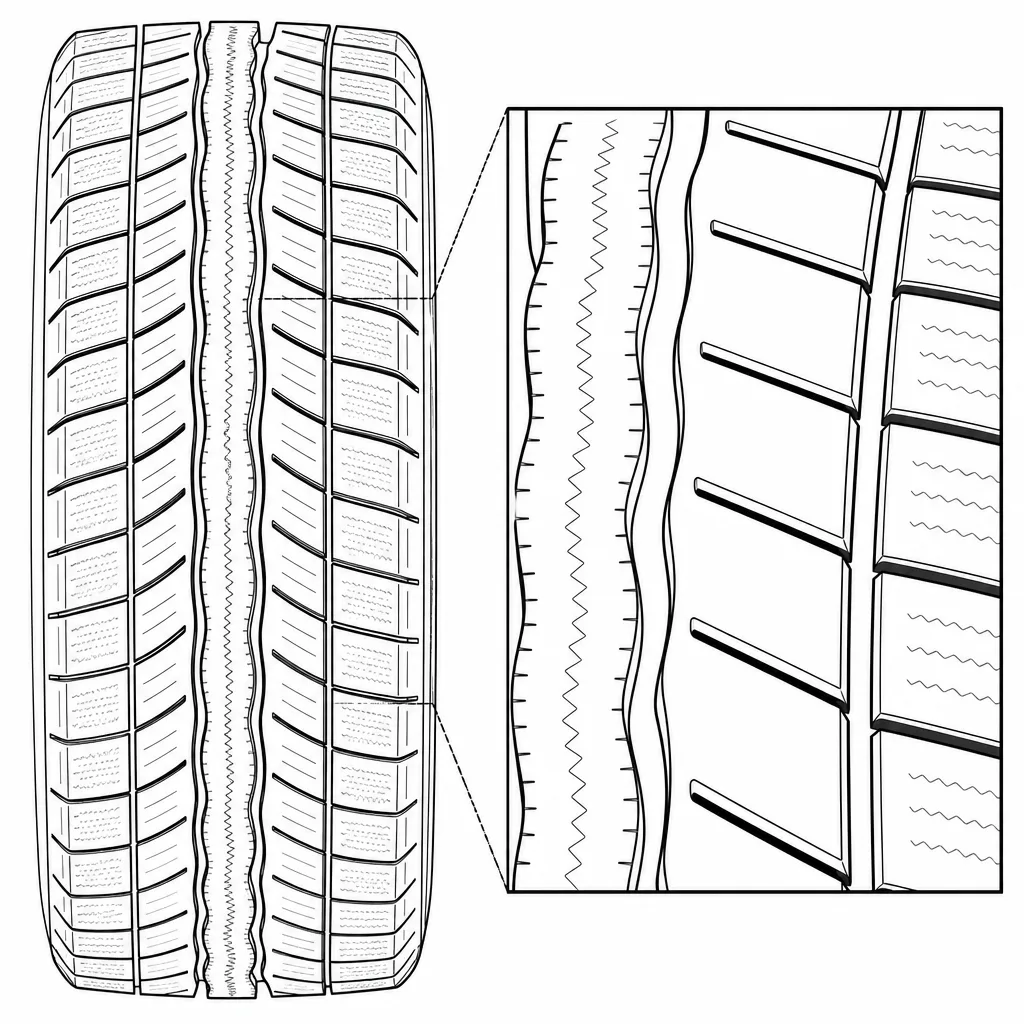 Schéma illustratif : Pavés intermédiaires allongés avec entailles obliques