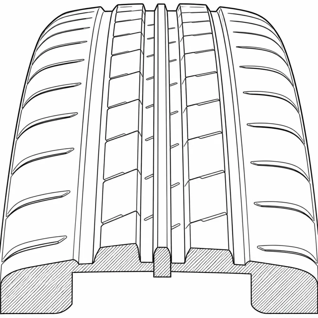 Schéma illustratif : Faible section de gomme de la nervure axiale