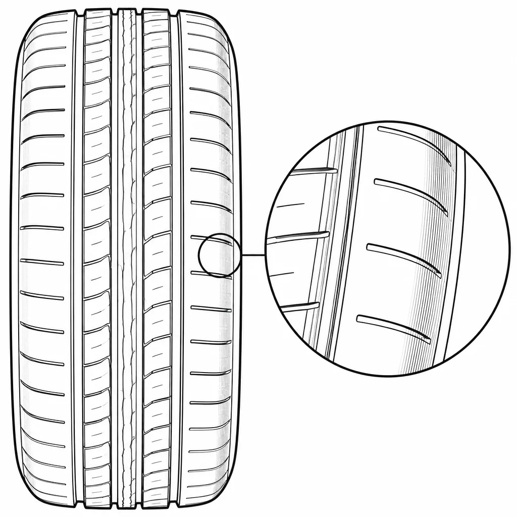Schéma illustratif : Épaules à forte proportion de gomme et découpes transversales peu profondes