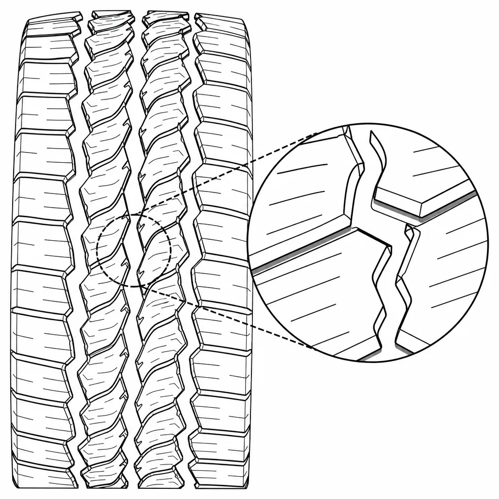 Schéma illustratif : Intersections anguleuses entre couloirs sinueux et découpes obliques