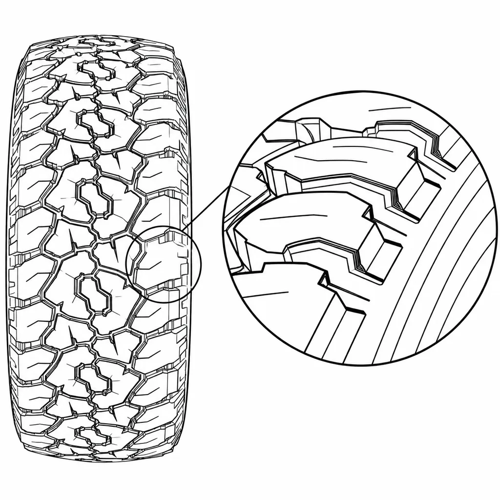 Schéma illustratif : Contour extérieur crénelé séparé par de profondes entailles