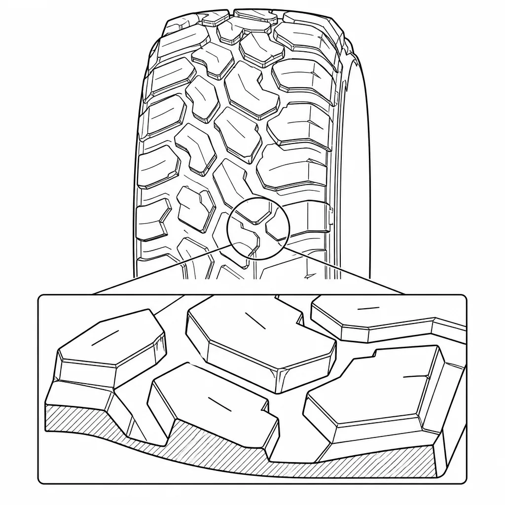 Schéma illustratif : Surface porteuse discontinue, avec larges intervalles entre les pavés polygonaux