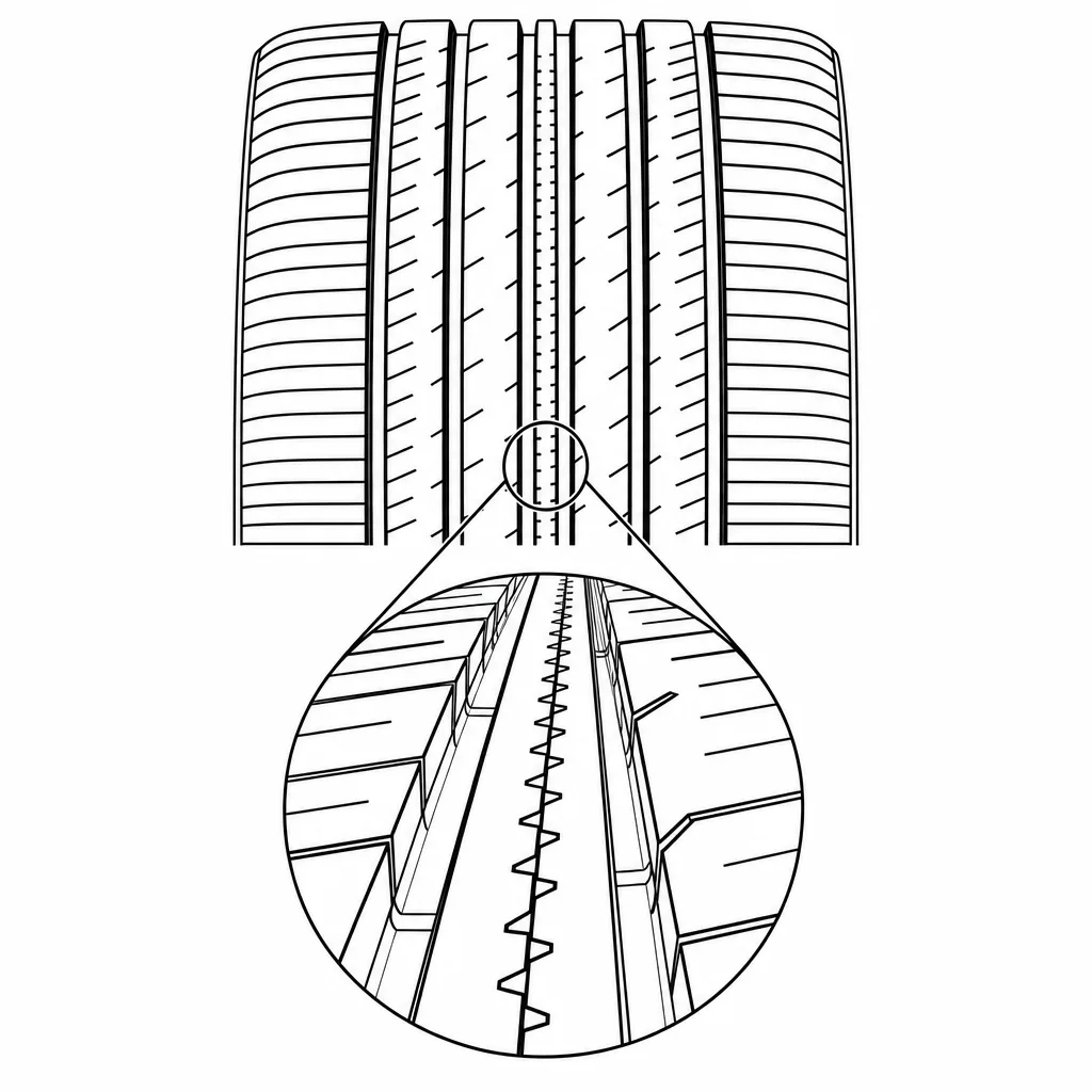 Schéma illustratif : Rangée médiane étroite comportant de multiples amorces de flexion