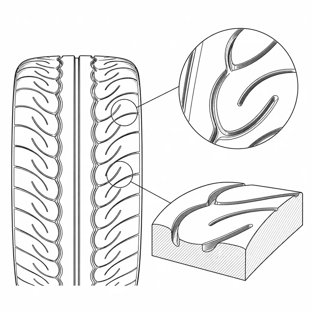 Schéma illustratif : Contours arrondis des pavés et des entailles