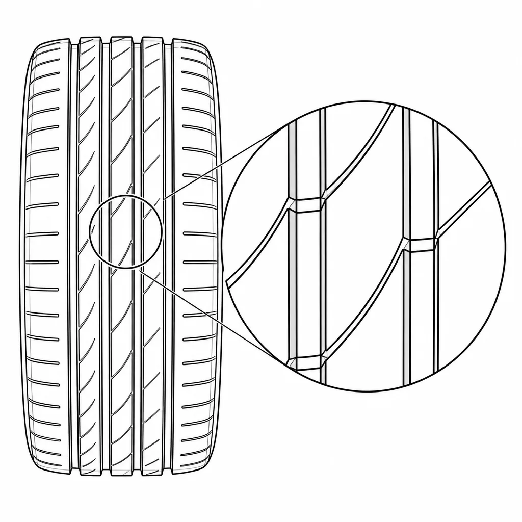 Schéma illustratif : Liaisons de gomme aux extrémités des entailles intermédiaires