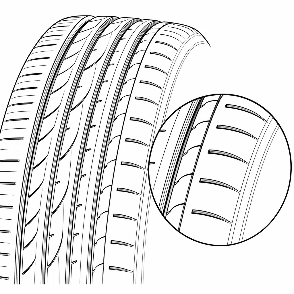 Schéma illustratif : Épaules semi-continues à blocs larges et encoches transversales courtes