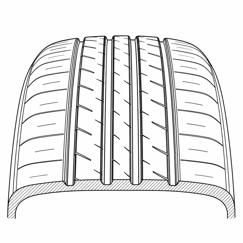 Schéma illustratif : Centre composé de nervures étroites et de pavés allongés disposés longitudinalement
