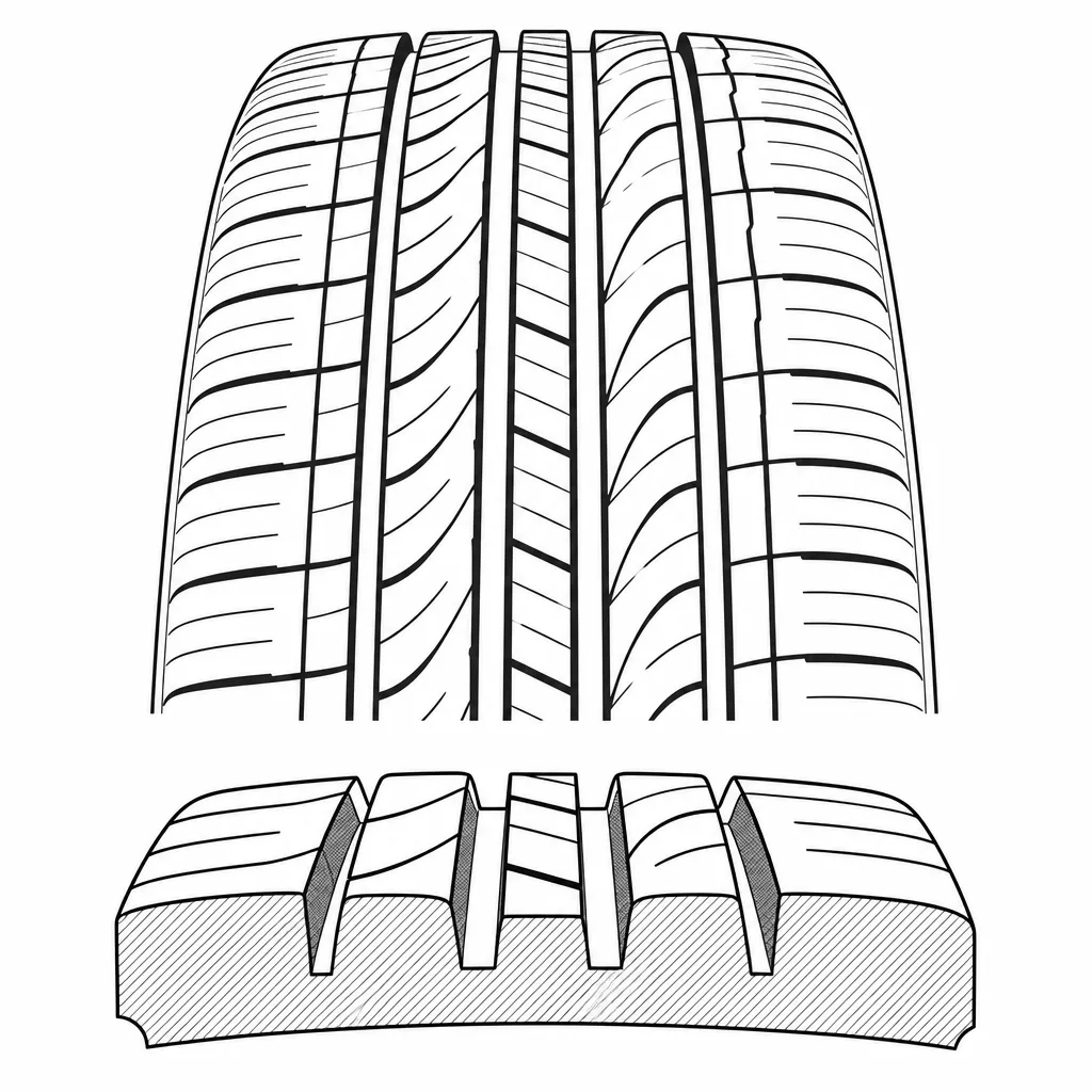 Schéma illustratif : Bande médiane étroite composée d’éléments longitudinaux successifs
