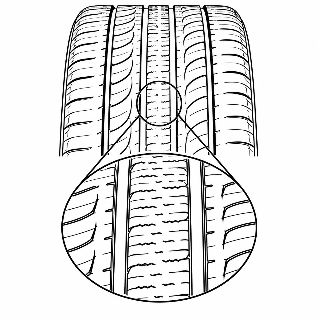 Schéma illustratif : Rangées centrales étroites, allongées et fortement incisées
