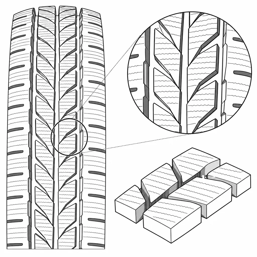 Schéma illustratif : Pavés aux contours obliques comportant des pointes et des étranglements
