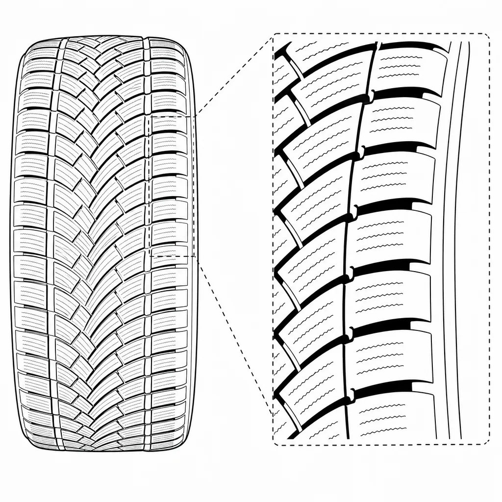 Schéma illustratif : Épaules étagées composées de pavés séparés par des entailles transversales
