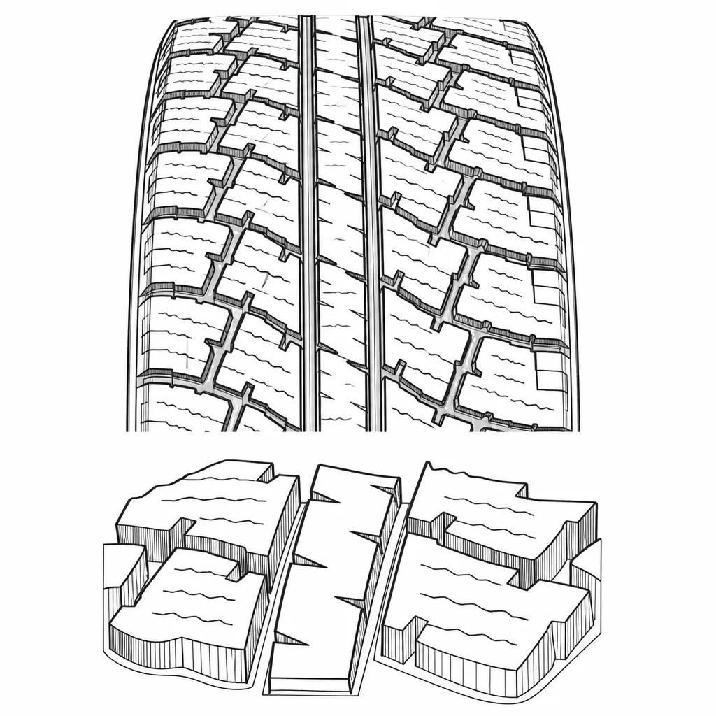 Schéma illustratif : Nervure centrale étroite, quasi continue et incisée en diagonale