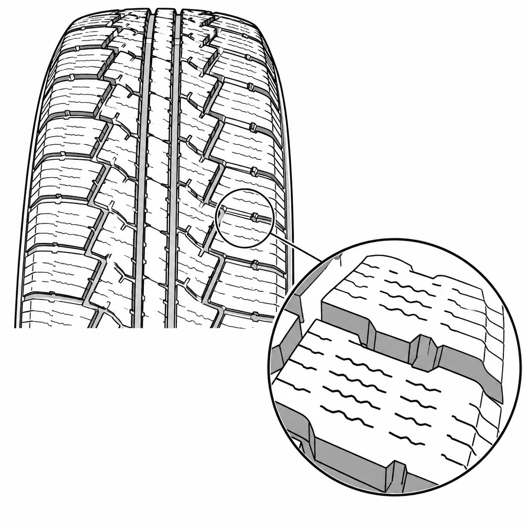Schéma illustratif : Petites sections de gomme délimitées par de nombreuses entailles