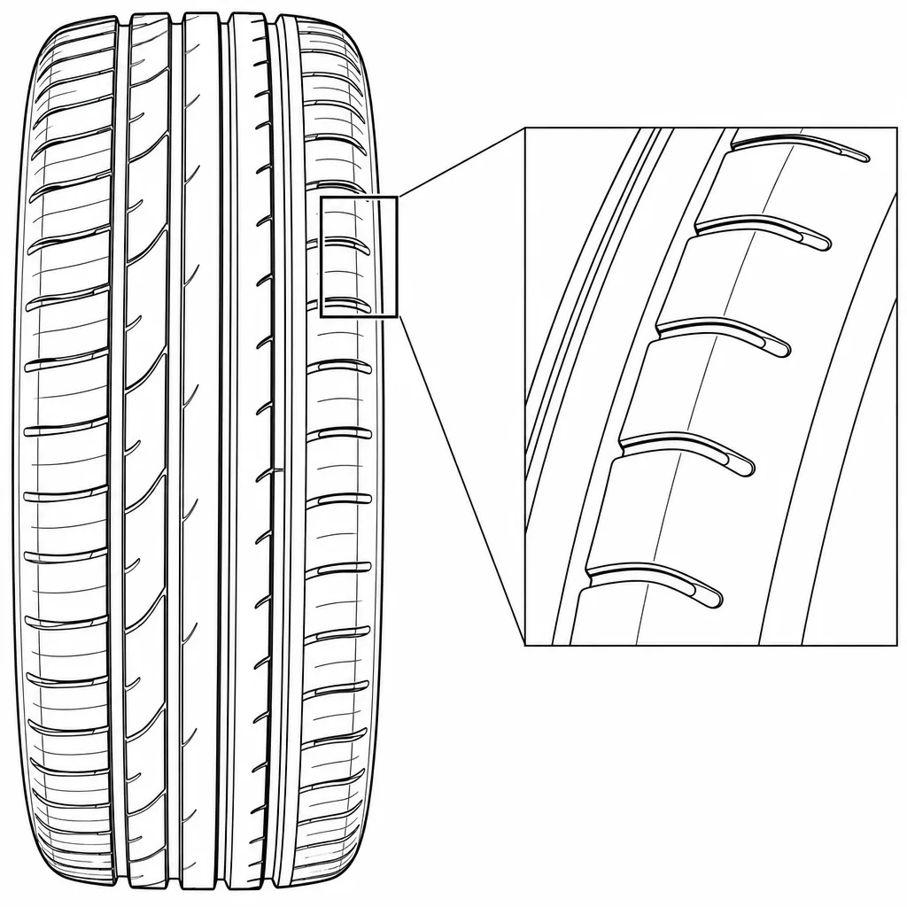 Schéma illustratif : Encoches courtes terminées dans les éléments semi-continus d’épaule