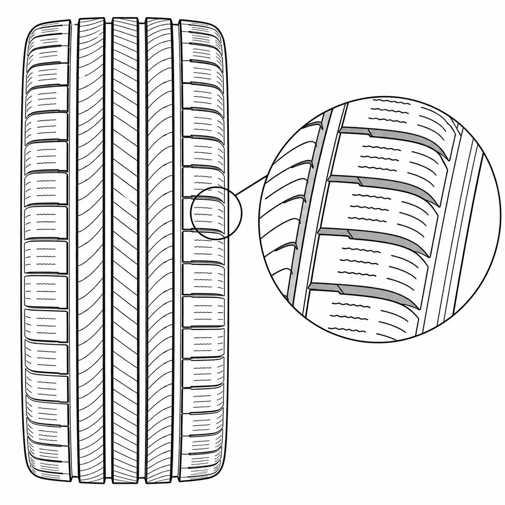 Schéma illustratif : Ligaments de gomme étroits créés par la forte densité d’entailles
