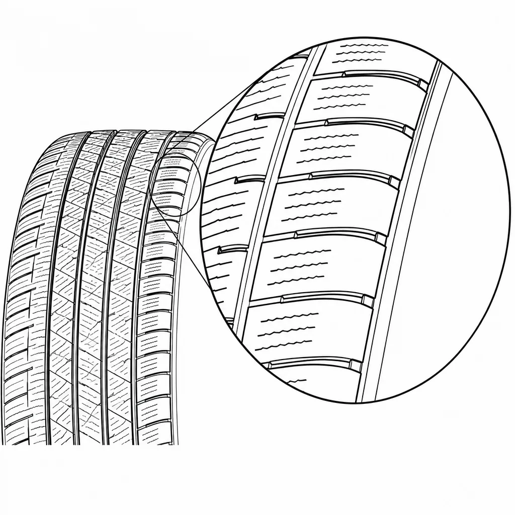 Schéma illustratif : Épaules à bord extérieur semi-continu et entailles transversales rapprochées