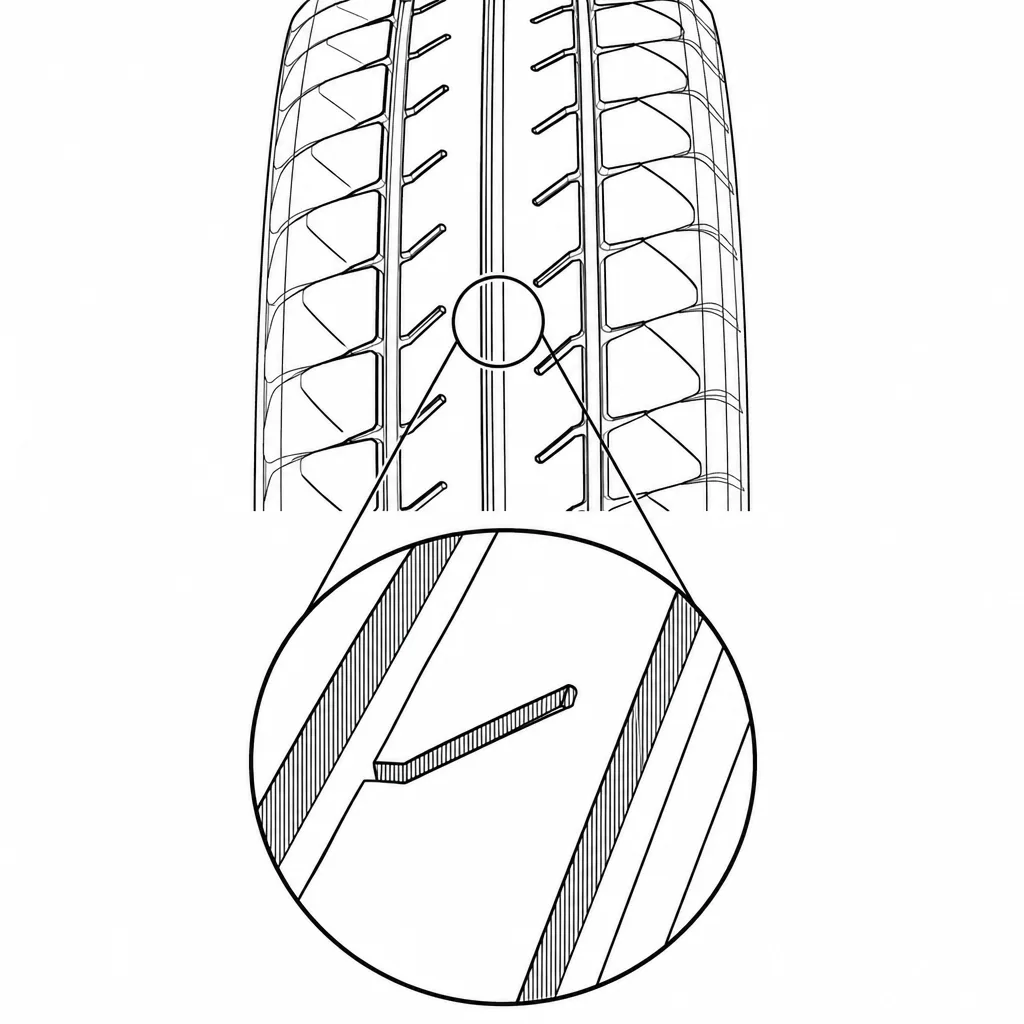 Schéma illustratif : Incisions obliques courtes arrêtées dans les bandes de gomme