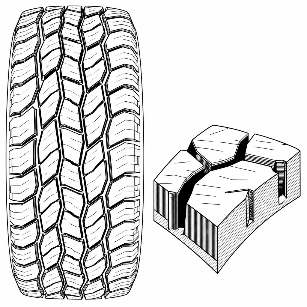 Schéma illustratif : Faible proportion de gomme au sol entre les larges vides sinueux