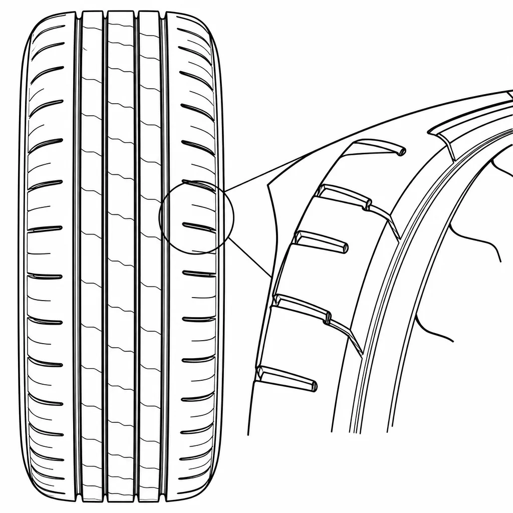 Schéma illustratif : Épaules semi-continues avec encoches dirigées vers l’intérieur