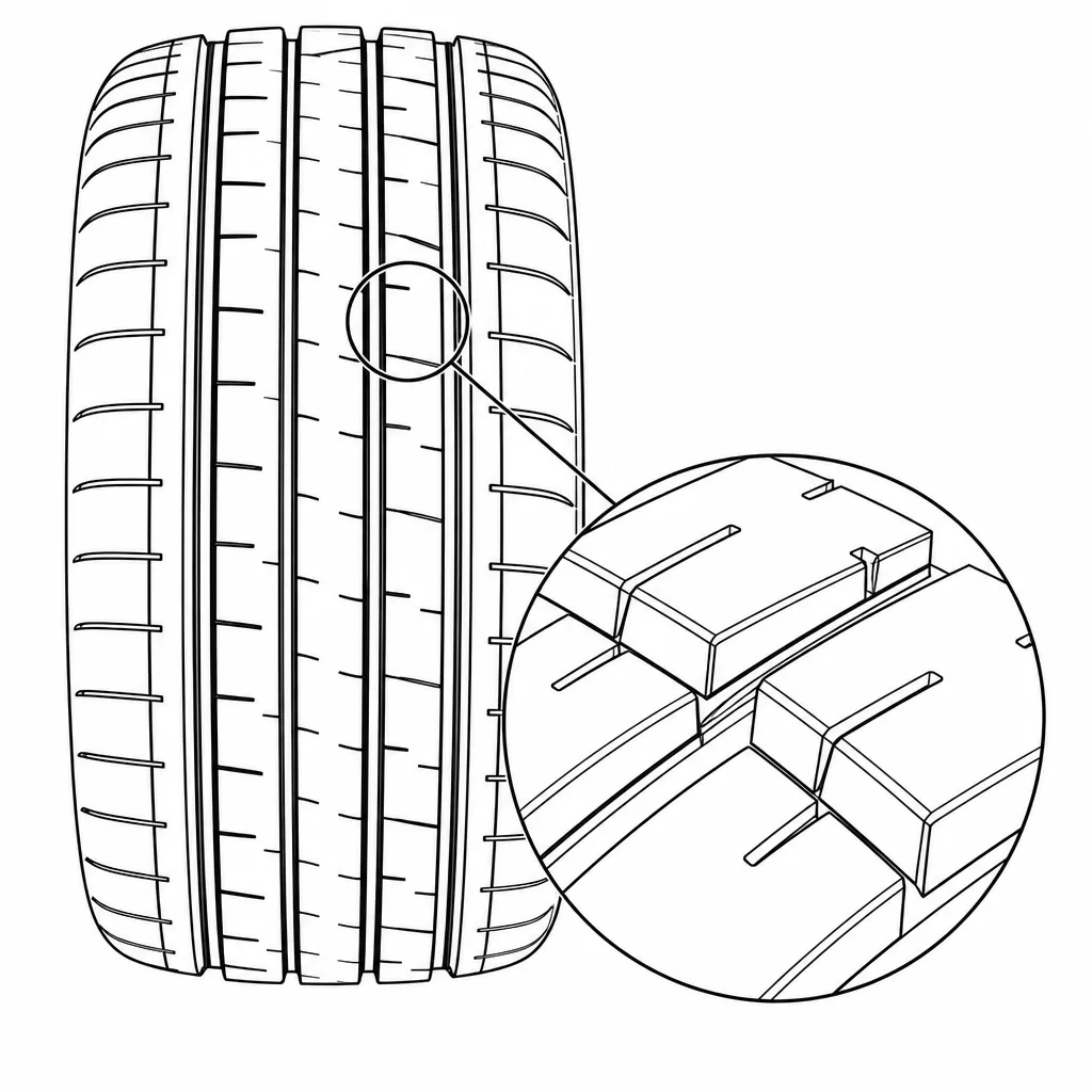 Schéma illustratif : Ponts de gomme aux extrémités des courtes encoches