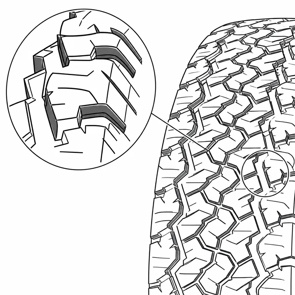 Schéma illustratif : Gros pavés d’épaule profondément séparés par des entailles transversales