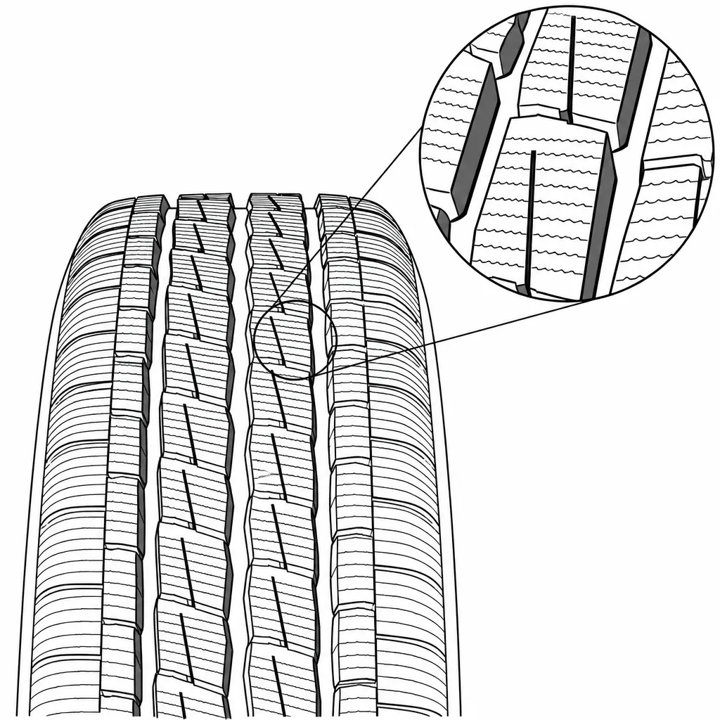 Schéma illustratif : Faible largeur des ponts de gomme résiduels entre incisions voisines