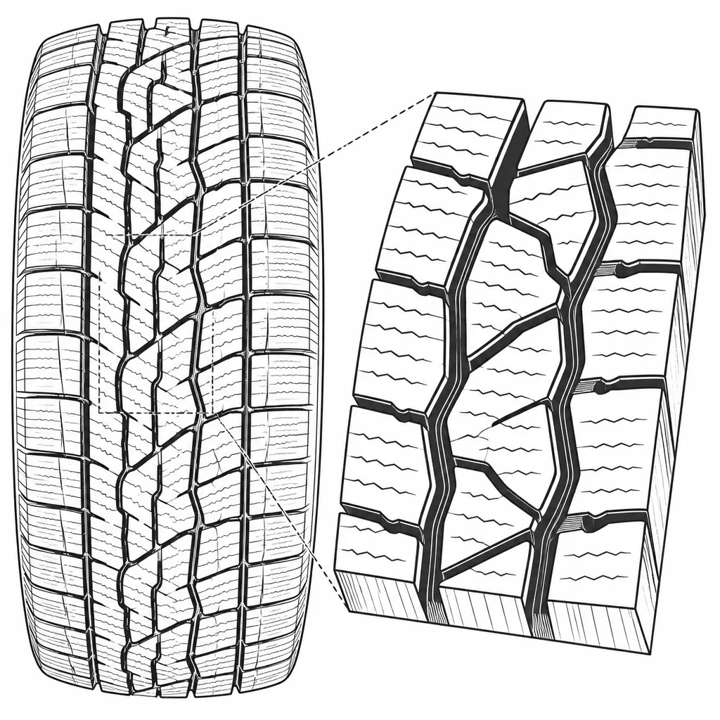 Schéma illustratif : Réseau de vides longitudinaux sinueux relié à des passages obliques et transversaux