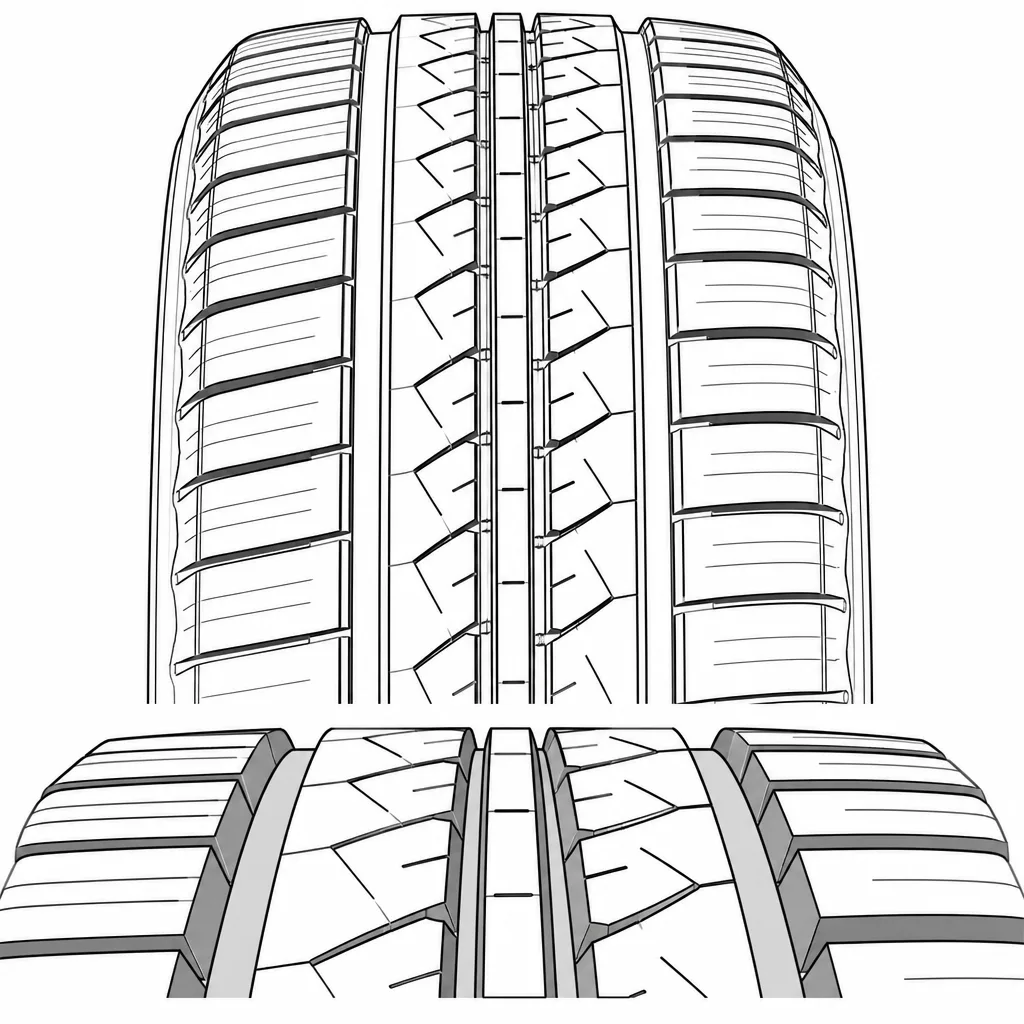 Schéma illustratif : Bande médiane étroite encadrée par des rangées intermédiaires plus larges