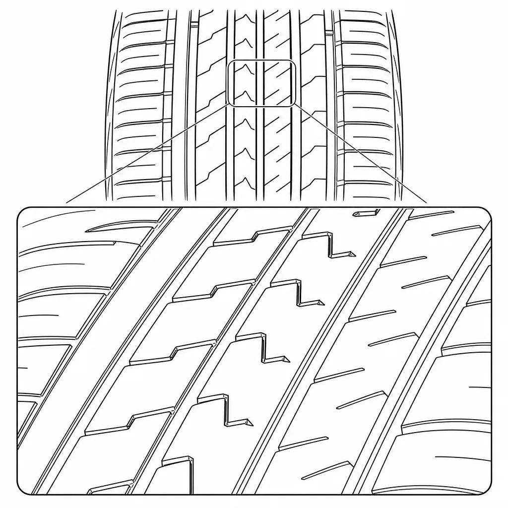 Schéma illustratif : Lamelles et fines encoches centrales de densité moyenne