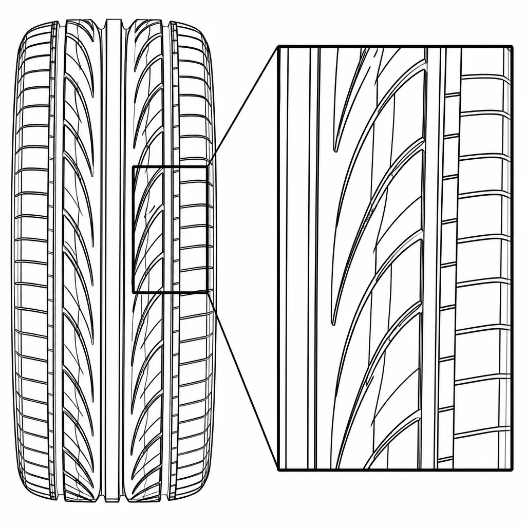 Schéma illustratif : Quatre rainures sinueuses croisées par des découpes obliques