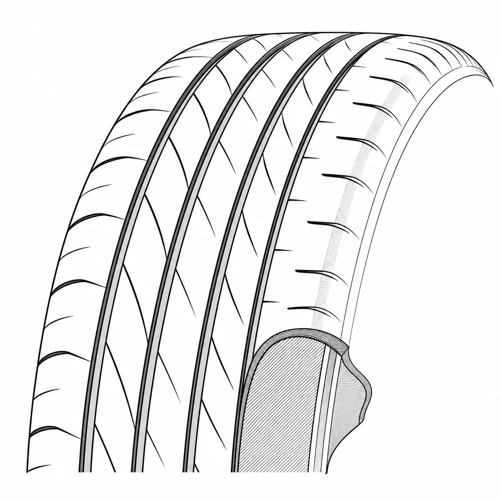 Schéma illustratif : Bandes de gomme longues à faible fragmentation