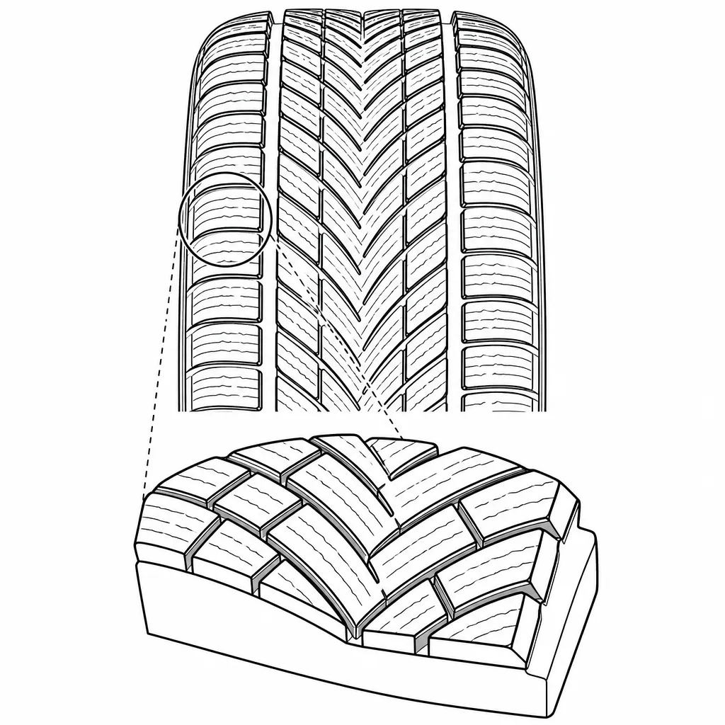 Schéma illustratif : Petits blocs serrés disposés en rangées diagonales imbriquées