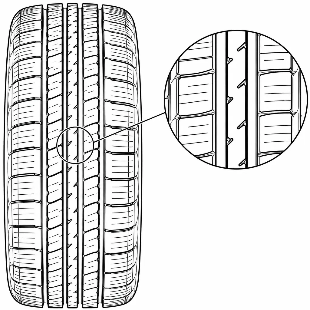 Schéma illustratif : Élément axial étroit comportant des incisions obliques
