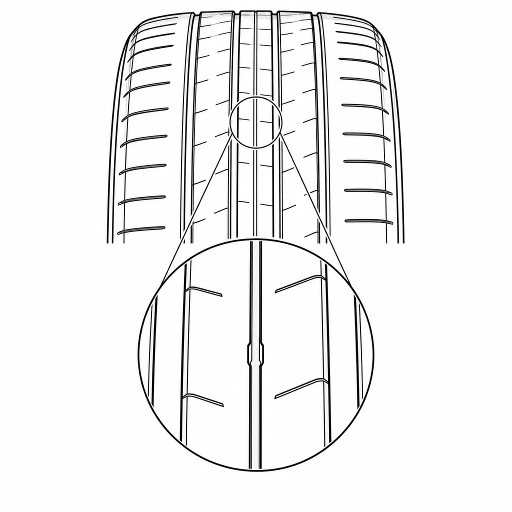 Schéma illustratif : Fine rainure longitudinale dans la nervure centrale étroite