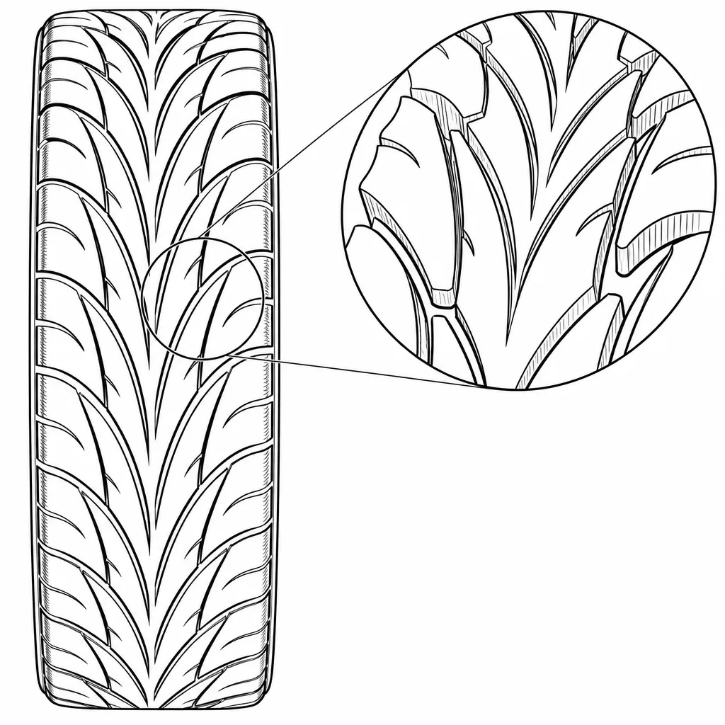 Schéma illustratif : Réseau de rainures dominé par de longues orientations obliques