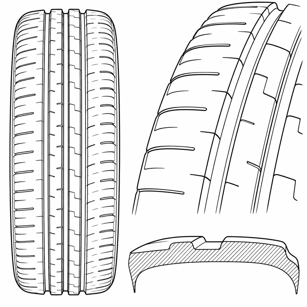 Schéma illustratif : Épaules longitudinales semi-continues à encoches latérales répétées