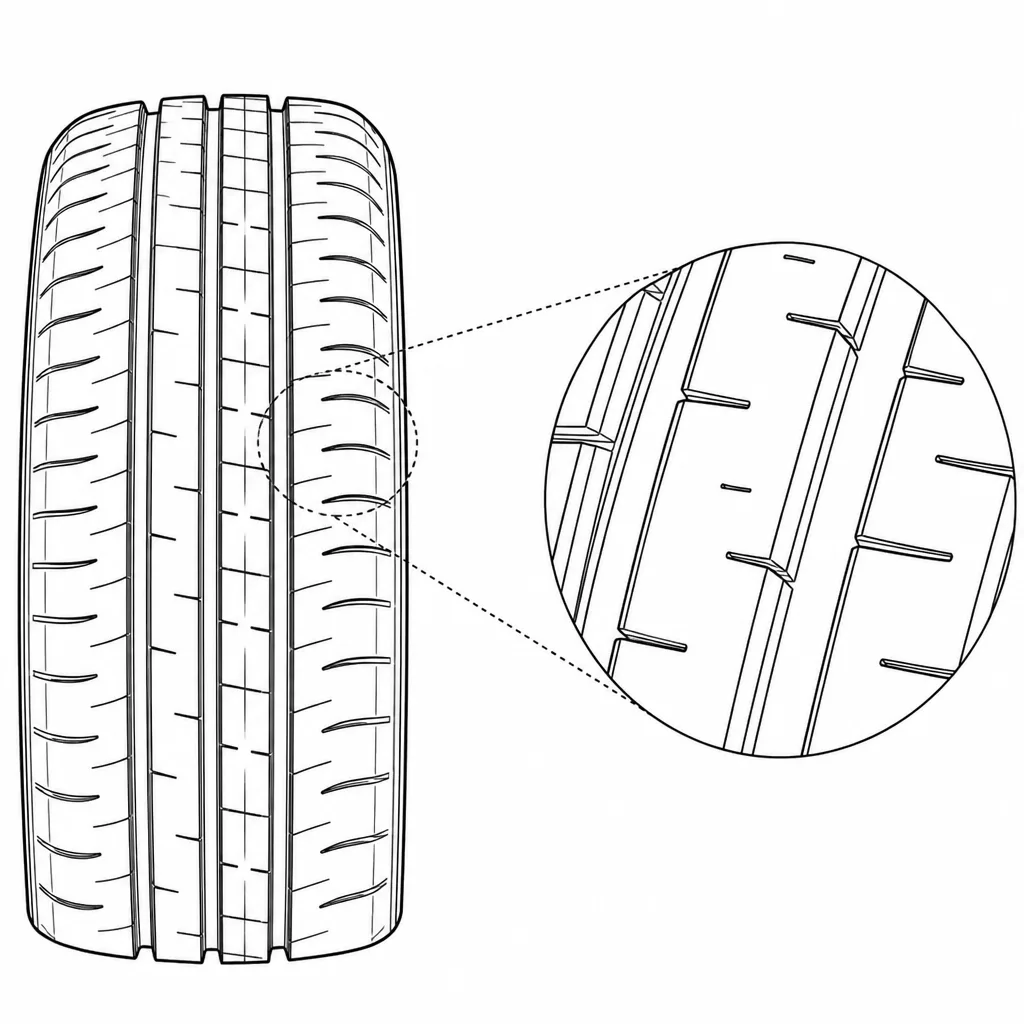Schéma illustratif : Densité moyenne de fines entailles transversales ou légèrement obliques