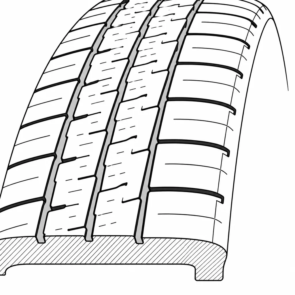 Schéma illustratif : Épaules semi-continues à encoches transversales courtes