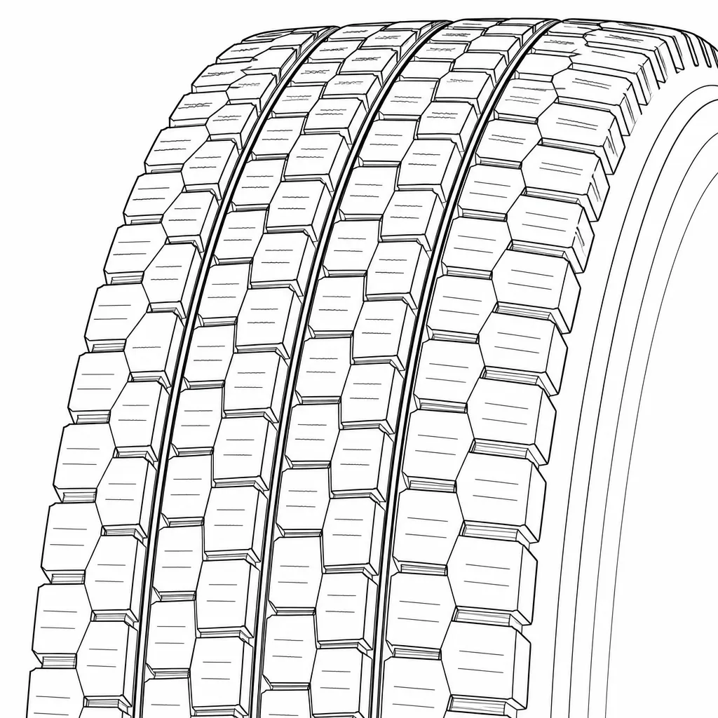 Schéma illustratif : Quatre rainures circonférentielles rectilignes de faible largeur