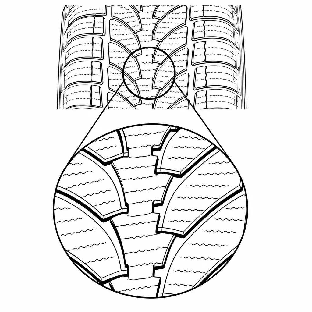 Schéma illustratif : Zone médiane composée d’éléments courts reliés par des ponts de gomme étroits