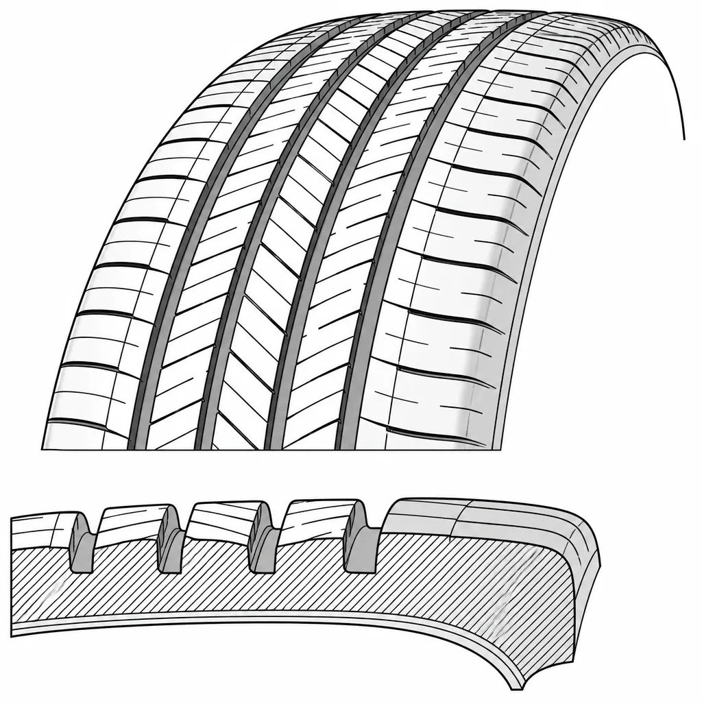 Schéma illustratif : Forte proportion de gomme au bord extérieur des épaules