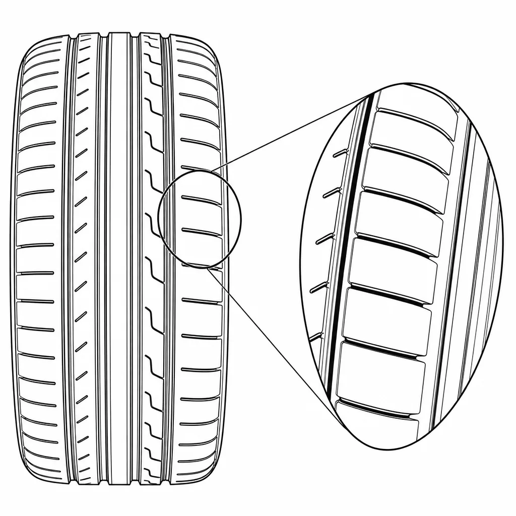 Schéma illustratif : Épaules composées d’éléments circonférentiels allongés à encoches régulières