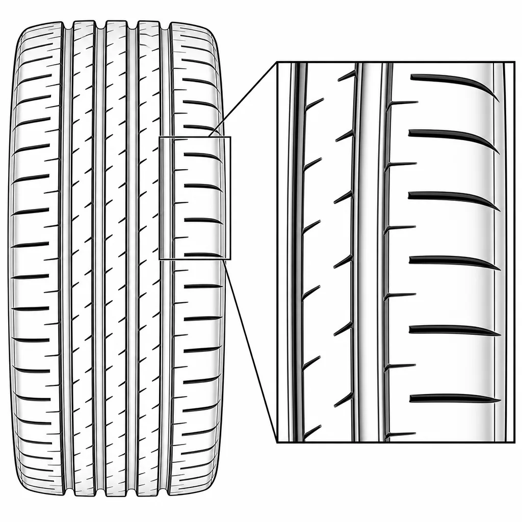 Schéma illustratif : Épaules à forte proportion de gomme avec encoches courtes
