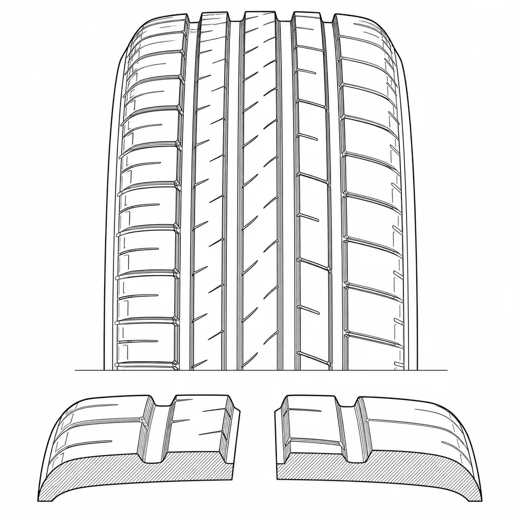 Schéma illustratif : Différence de taux de gomme entre les deux épaules