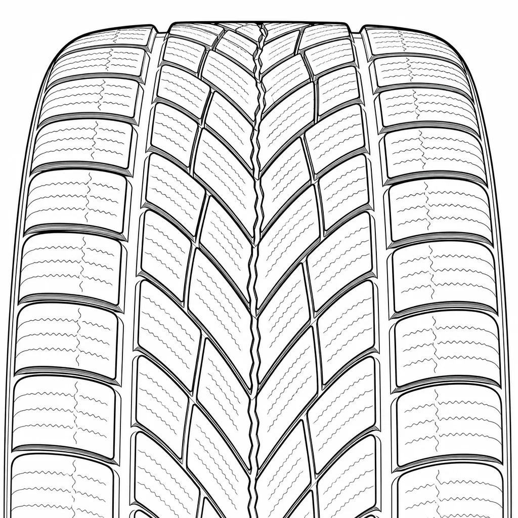 Schéma illustratif : Centre formé de chevrons séparés par une rainure axiale étroite et ondulée