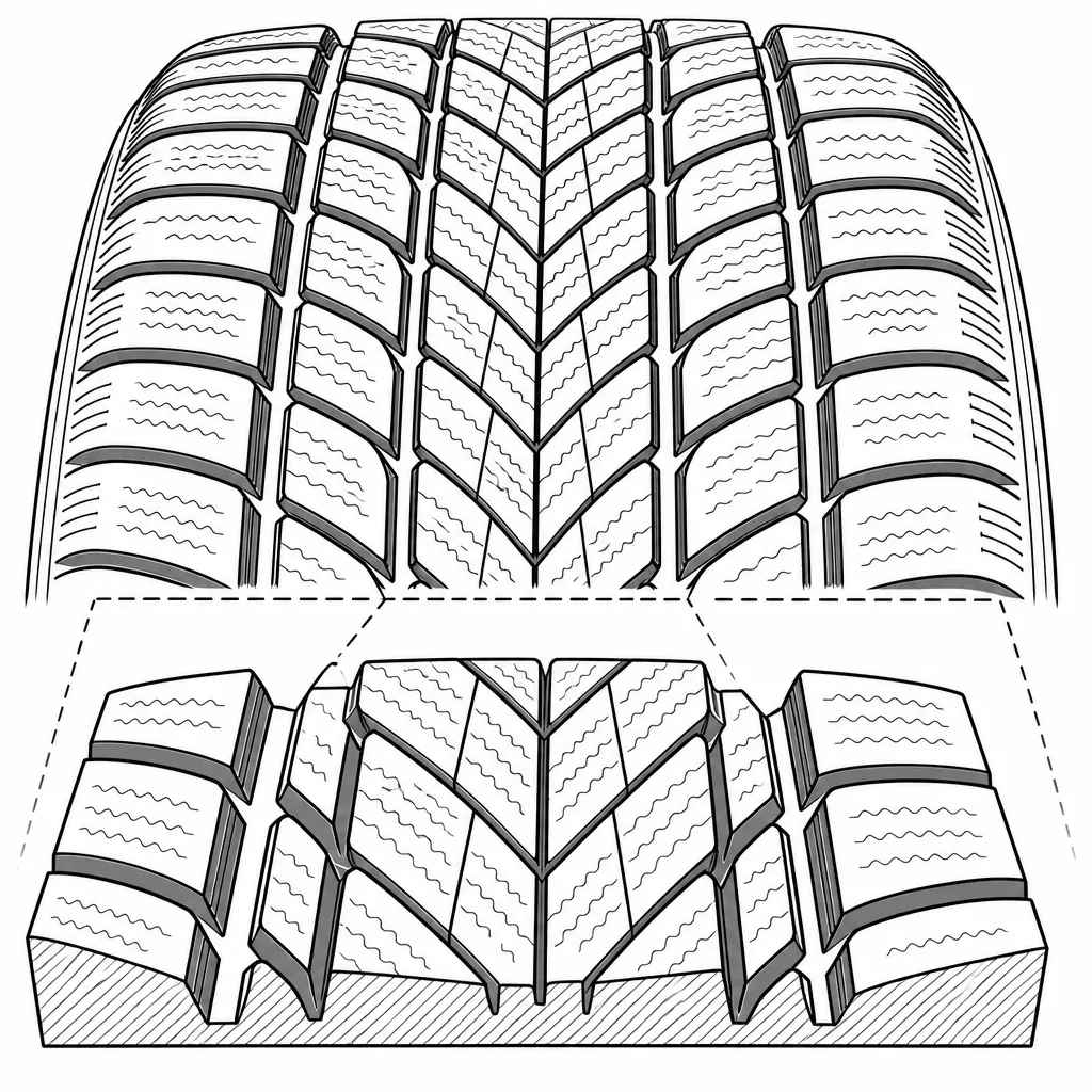 Schéma illustratif : Quatre rainures longitudinales sinueuses croisées par des sillons obliques