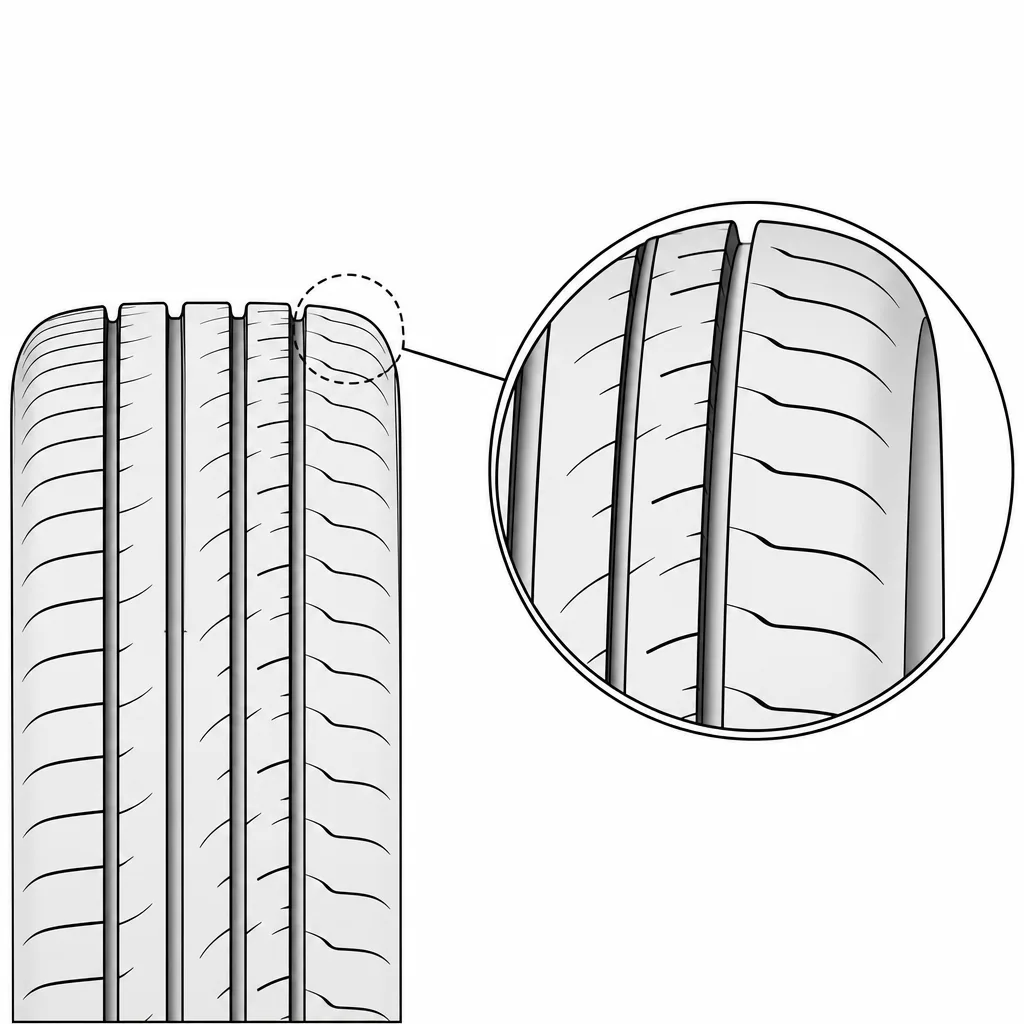Schéma illustratif : Épaules semi-continues à encoches transversales peu profondes et bords extérieurs arrondis