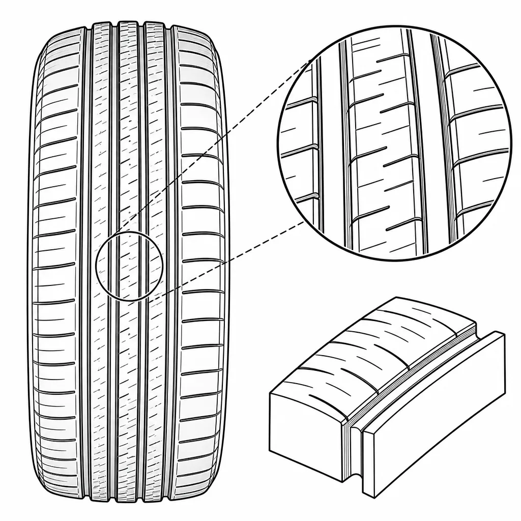 Schéma illustratif : Lamellisation de densité moyenne sur les nervures étroites