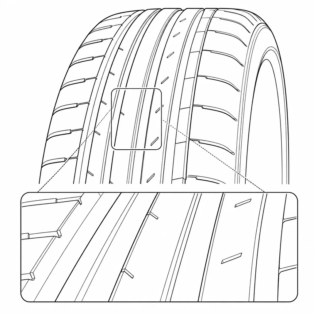 Schéma illustratif : Bandes centrales étroites à rapport périmètre/surface élevé